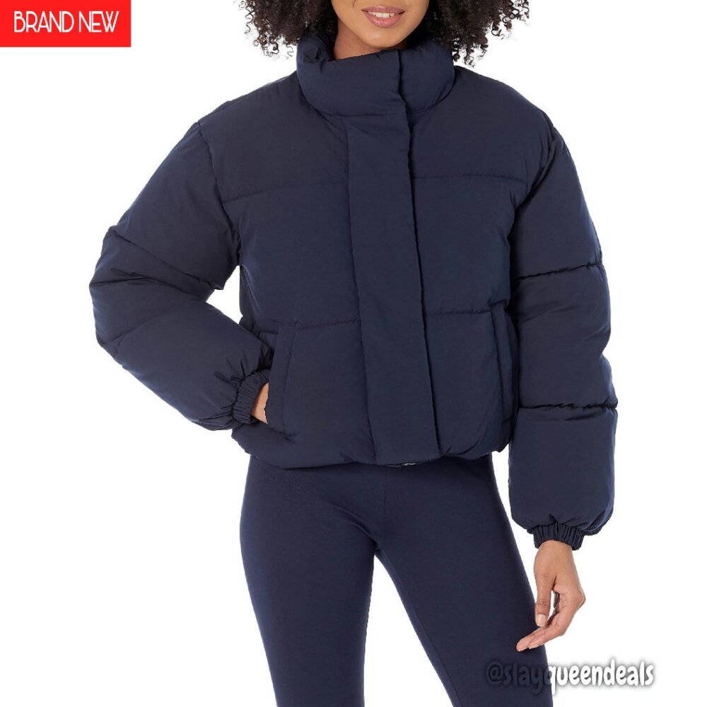Cropped Full-Zip Puffer Jacket Quilted Lightweight Winter Coat